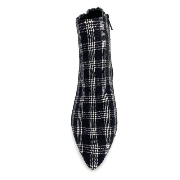 Black and White Plaid Fabric Ankle Boots NWT - Picture 5 of 6